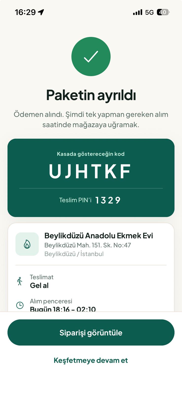 Zuugla sipariş onayı: teslim kodu ve PIN